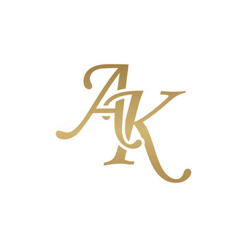 Initial letter AK, overlapping elegant monogram logo, luxury golden color