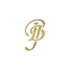 Initial letter BJ, overlapping elegant monogram logo, luxury golden color
