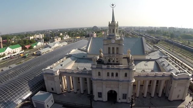 Brest Railwaystation in the center - View from the Sky - Soviet Belarus