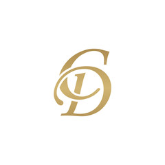 Initial letter CD, overlapping elegant monogram logo, luxury golden color