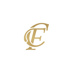 Initial letter CF, overlapping elegant monogram logo, luxury golden color