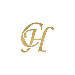 Initial letter CH, overlapping elegant monogram logo, luxury golden color