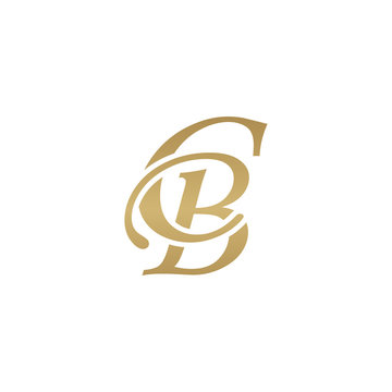 Initial letter CB, overlapping elegant monogram logo, luxury golden color