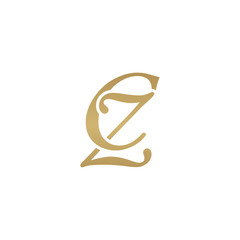 Initial letter CZ, overlapping elegant monogram logo, luxury golden color - obrazy, fototapety, plakaty