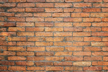 Background of old vintage brick wall, old red brick wall texture background