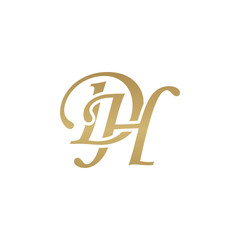 Initial letter DH, overlapping elegant monogram logo, luxury golden color