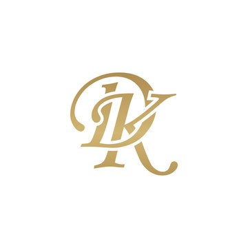 Initial letter DK, overlapping elegant monogram logo, luxury golden color
