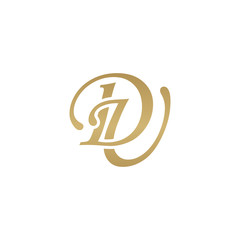 Initial letter DU, overlapping elegant monogram logo, luxury golden color