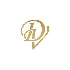 Obraz premium Initial letter DV, overlapping elegant monogram logo, luxury golden color