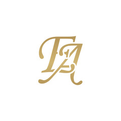 Initial letter EA, overlapping elegant monogram logo, luxury golden color