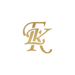 Initial letter EK, overlapping elegant monogram logo, luxury golden color