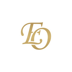 Initial letter EO, overlapping elegant monogram logo, luxury golden color