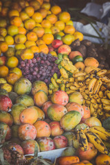 Multicoloured group of tropical fruits
