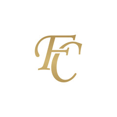 Initial letter FC, overlapping elegant monogram logo, luxury golden color