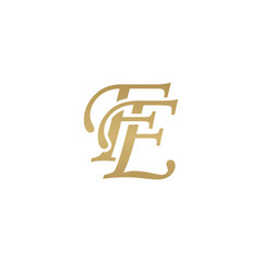 Initial letter FE, overlapping elegant monogram logo, luxury golden color