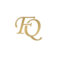 Initial letter FQ, overlapping elegant monogram logo, luxury golden color