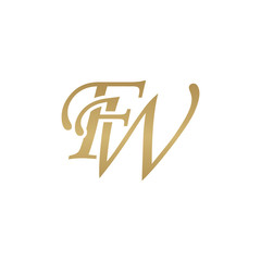 Initial letter FW, overlapping elegant monogram logo, luxury golden color