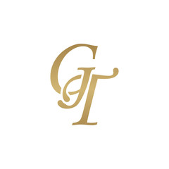 Initial letter GT, overlapping elegant monogram logo, luxury golden color