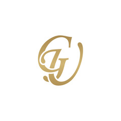 Initial letter GU, overlapping elegant monogram logo, luxury golden color