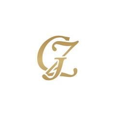 Initial letter GZ, overlapping elegant monogram logo, luxury golden color