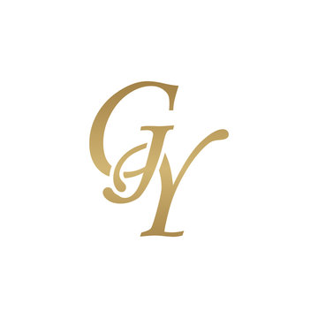 Initial letter GY, overlapping elegant monogram logo, luxury golden color
