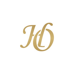 Initial letter HO, overlapping elegant monogram logo, luxury golden color