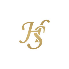 Initial letter HS, overlapping elegant monogram logo, luxury golden color