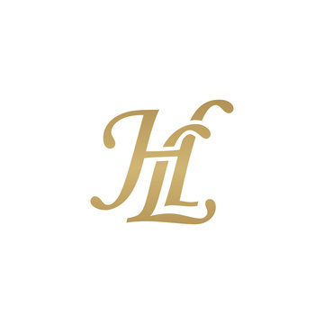 Initial letter HL, overlapping elegant monogram logo, luxury golden color