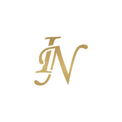 Initial letter IN, overlapping elegant monogram logo, luxury golden color
