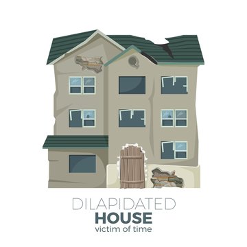 Dilapidated house as victim of time promotional poster