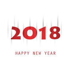 Simple Red and White New Year Card, Cover or Background Design Template - 2018