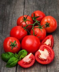 Fresh tomatoes on a table