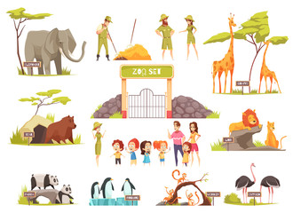 Cartoon Zoo Set - obrazy, fototapety, plakaty