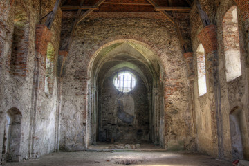 Fototapeta na wymiar PIVON, CZECH REPUBLIC, JULY 18, 2017: Ruins of Augustinian Monastery from 13th century
