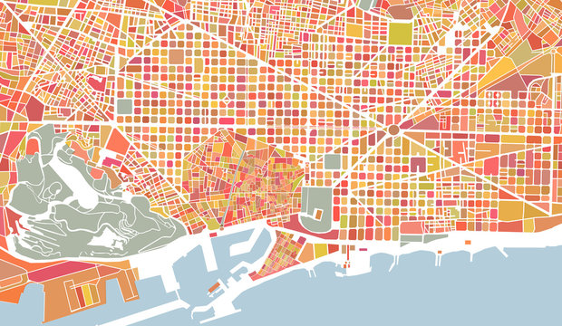 City Map of Barcelona, Spain
