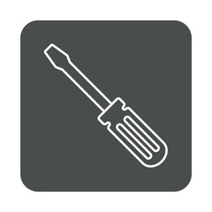 Icono plano linea destornillador en cuadrado gris