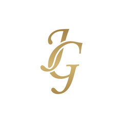 Initial letter JG, overlapping elegant monogram logo, luxury golden color