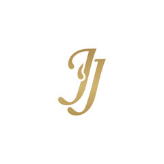 Initial letter JJ, overlapping elegant monogram logo, luxury golden color