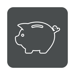 Icono plano linea hucha en cuadrado gris