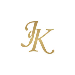 Initial letter JK, overlapping elegant monogram logo, luxury golden color