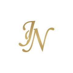 Initial letter JN, overlapping elegant monogram logo, luxury golden color