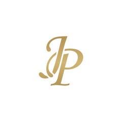 Initial letter JP, overlapping elegant monogram logo, luxury golden color