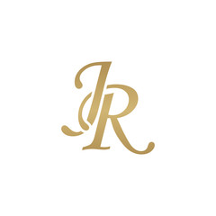 Initial letter JR, overlapping elegant monogram logo, luxury golden color