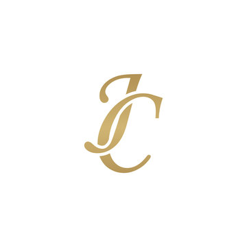 Initial letter JC, overlapping elegant monogram logo, luxury golden color