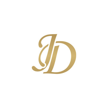 Initial letter JD, overlapping elegant monogram logo, luxury golden color