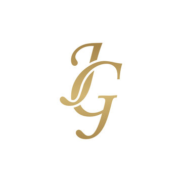 Initial letter JG, overlapping elegant monogram logo, luxury golden color