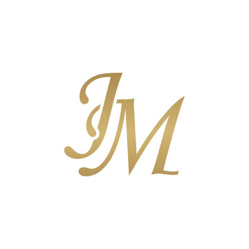 Initial letter JM, overlapping elegant monogram logo, luxury golden color