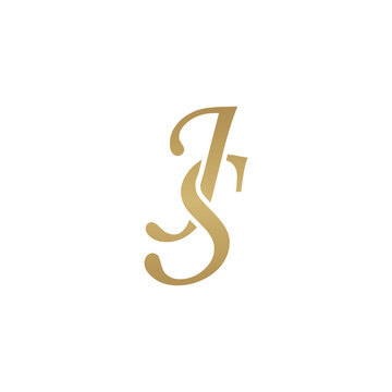 Initial letter JS, overlapping elegant monogram logo, luxury golden color