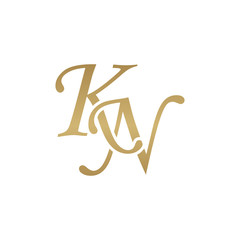 Initial letter KN, overlapping elegant monogram logo, luxury golden color
