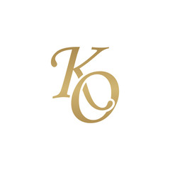 Initial letter KO, overlapping elegant monogram logo, luxury golden color